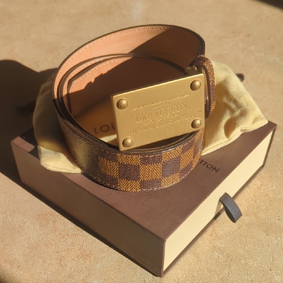 *MINT USED* Men's Louis Vuitton Inventeur Damier Belt ✓ 90cm 36mm 30-31 Waist
